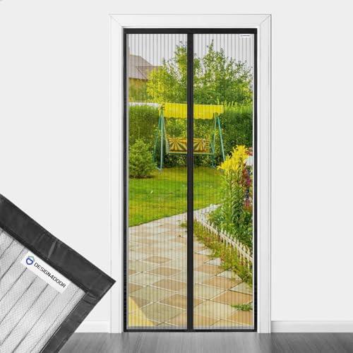 DESIGN4DOOR Zanzariera Magnetica 140 x 230 cm per Porta Finestra, Ultima Versione di Tenda Zanzariera con Magneti, Proteggete la Vostra Famiglia Dalle Zanzare, Nero