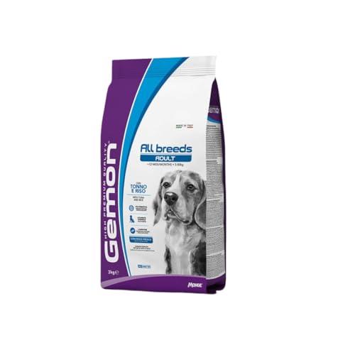 Gemon All Breeds Cane Adult Tonno e Riso 3kg, alimento completo secco per cani adulti di tutte le taglie, confezione da 3kg.
