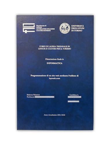 Stampa Professionale Tesi di Laurea - Copertina rigida - Incisione Termica (XS, Blu)
