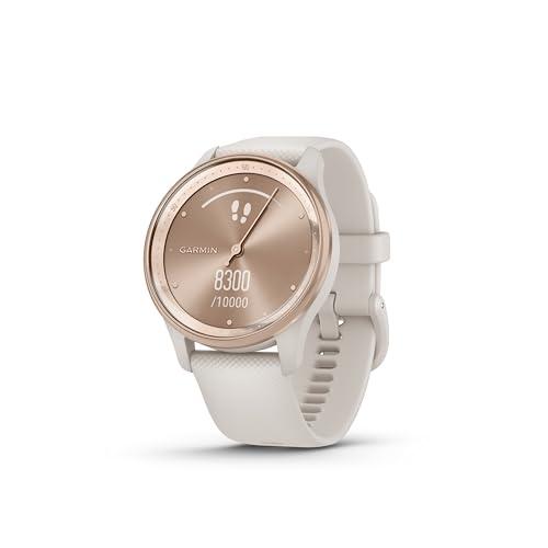 Garmin vívomove Trend, Smartwatch ibrido, Cassa 40mm, Touchscreen LCD e Lancette, Notifiche, Pay, SMS emergenza, Cardio, SpO2, GPS connesso, Monitoraggio 24/7, Sleep Score (Peach Gold & White)