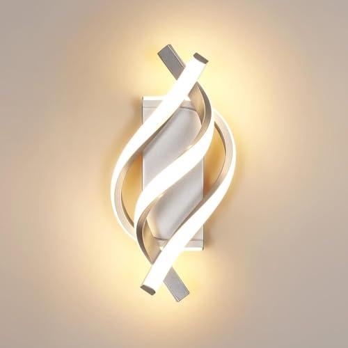 Comely Applique LED da Parete Interno 22W 2500LM, Creativo Lampada da Parete in Argento, 3000K Luce Bianca Calda Lampada da Muro Moderna per Scale Soggiorno Camera Letto Studio