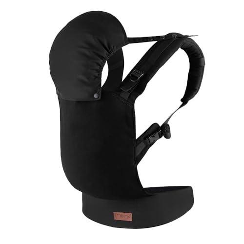 Marsupio MoMi COLLET per bambini di 3-48 mesi (peso 4-20 kg), 2 posizioni di sostegno con 6 punti di regolazione, con cappuccio e poggiatesta per il bambino