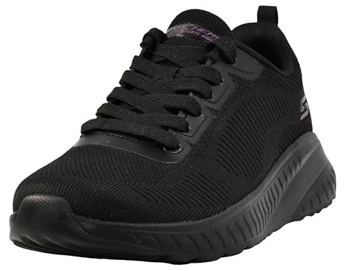 Skechers Bobs Squad Chaos Face Off, Scarpe da Ginnastica Donna, Nero Black Engineered Knit Trim, 37.5 EU