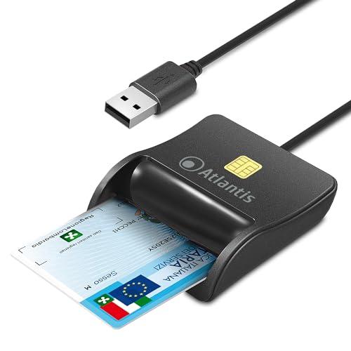 Atlantis Lettore Smart Card Reader per tessera sanitaria, CNS, carta nazionale dei servizi ed ATe della PA, attivazione spid, firma digitale, per Pc e Notebook, porta USB. Cod. P005-SMARTCR-U