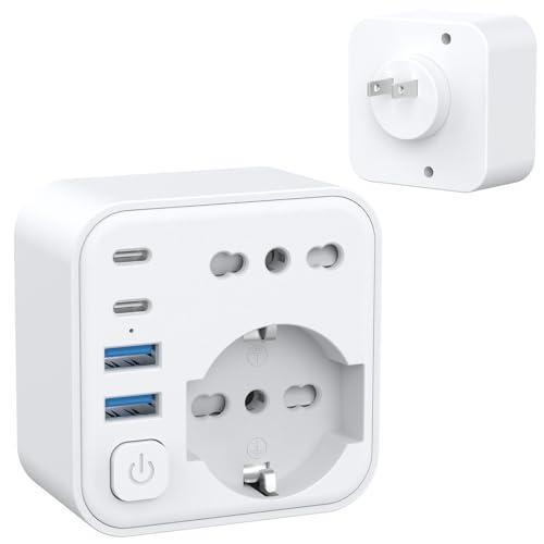 Aochxin Adattatore Presa Giappone, 6 in 1 Adattatore Giappone Italiano con 4 USB, per Giappone, Cina, Filippine, America, Canada, Adattatore Prese Giappone, 3680W, Spina da Viaggio (Tipo A)