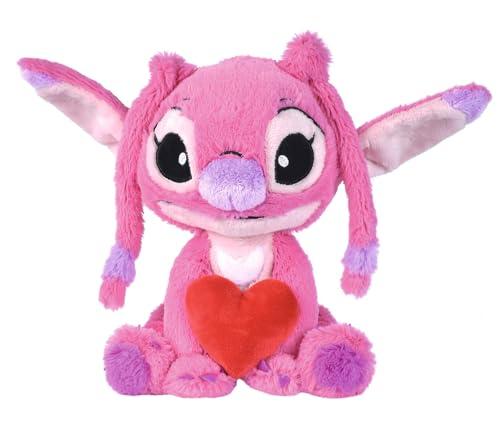 Simba Peluche Angel 25 cm Abbracciando un Cuore. Personaggio di Lilo & Stitch. Peluche morbido e amorevole. Licenza ufficiale Disney. Adatto da 0 mesi (6315877002X12)