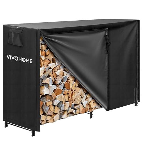 VIVOHOME 1,5M Portalegna e Copertura per Legna da Ardere con Cerniera Resistente per Interni ed Esterni Heavy Duty