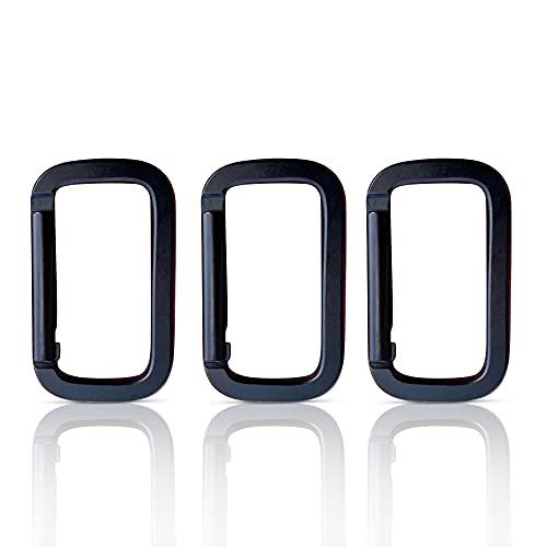 Holesto® Set di 3 moschettoni quadrati - Mini moschettoni - Portachiavi - Moschettone a vite - Moschettone nero piccolo - Moschettone Alluminio (Nero 5 x 3 cm)