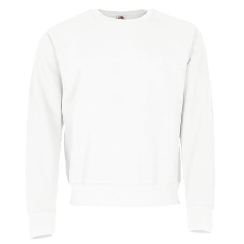 Fruit of the Loom - Felpa con maniche raglan da uomo, Basic Sweat Raglan Pullover S-XXL 12 colori, bianco, L