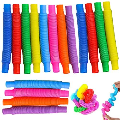 16 Pezzi Mini Pop Tubi Sensoriali Giocattoli Tubo Elastico Multicolore Pop Tubes Educativo Giocattoli Sensoriali Stretch Tubi Colorati Pop Tubi per Stress Autismo ADHD e Ansia Bambini e Adulti