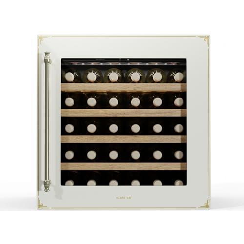 Klarstein Vinsider Victoria 28 - Cantinetta per Vini, 28 Bottiglie, 1 Zona, 5-20 °C, Touch Control, LED, Ripiani in Legno, Protezione UV, Silenziosa, Da Incasso
