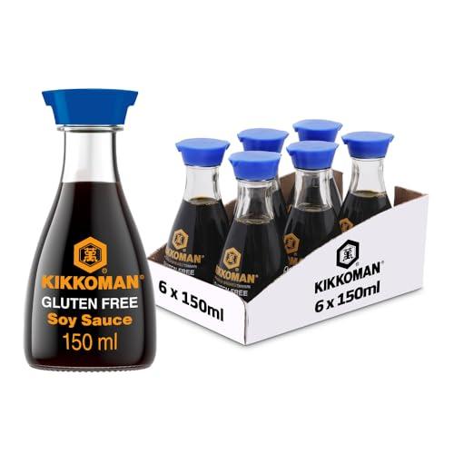 Kikkoman, Salsa di Soia Tamari Senza Glutine a Fermentazione Naturale, Ricetta Tradizionale con Soia, Grano, Acqua e Sale, per Cucinare o Condire a Tavola, Confezione Classica con Dispenser da 150 ml