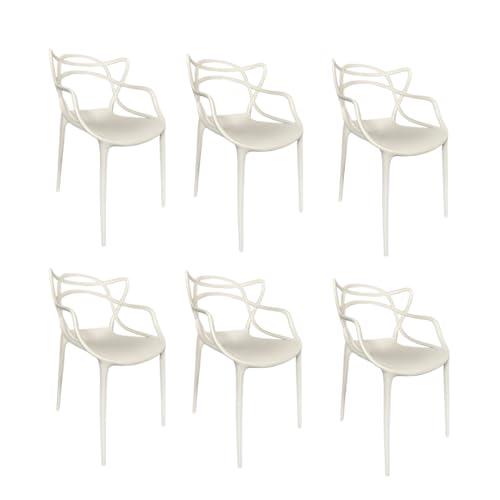 PALUPLUS 6 Sedie da Giardino Modello Twist con Schienale Intrecciato, Misura 53x52x81 cm, Sedia in Polipropilene con Seduta Ergonomica, Design Moderno, per Interno ed Esterno -7742F (Bianco)