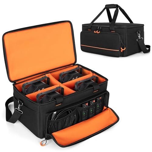 Luxja Borsa per LED Par Luce Palco può Contenere 4 Luci Par, Custodia Luci Par con Divisore Interno e Tasche per Accessori, Nero