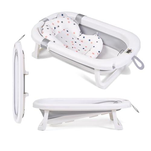 Ms Babyworld – FLEX + TERMOMETRO + CUSCINO – Vaschetta da bagno pieghevole e flessibile | Fino a 24 mesi | Termometro | Cuscino riduttore per neonati | Piedini antiscivolo | Indicatore di temperatura
