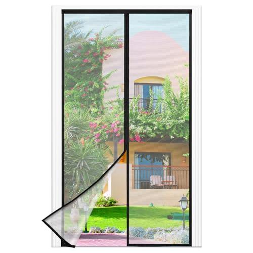 Zanzariera Magnetica per Porte, 110 x 210 CM - Nero Rete Fine, Tenda Totalmente Magnetiche,si Chiude da Sola, Zanzariera Porta Finestra Larghezza Superiore Aumentare a 3,8 CM