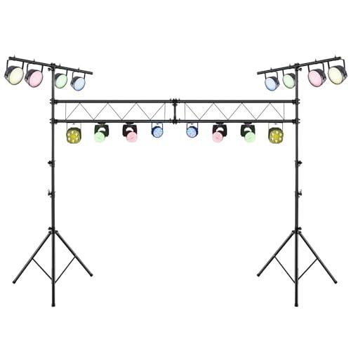 COSTWAY Supporto per Illuminazione DJ Portatile da 350 cm, Supporto per Luci Pieghecole in Metallo con Altezza Regolabile, 32 Punti di Montaggio, Capacità 100 KG