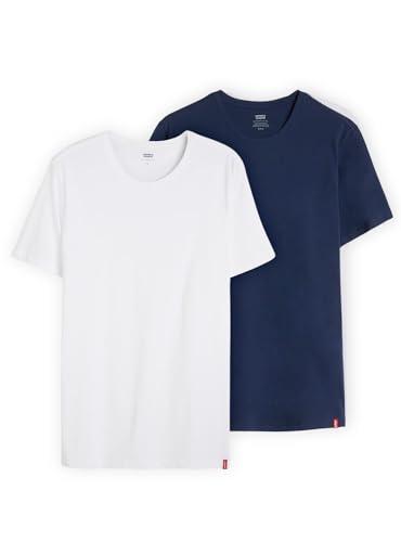 Levi's Slim 2-pack Crewneck Tee, T-shirt Uomo, Dress Blues/ White, L