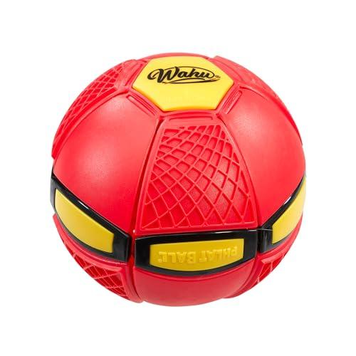 Wahu - PHLAT BALL Junior Rosso - Mini Frisbee Volante Trasformabile in Pallone - Giochi da Giardino per Bambini dai 5 Anni - Palla Innovativa 10,2cm, Frisbee 15,2cm - Giochi da Esterno - 2+ Giocatori