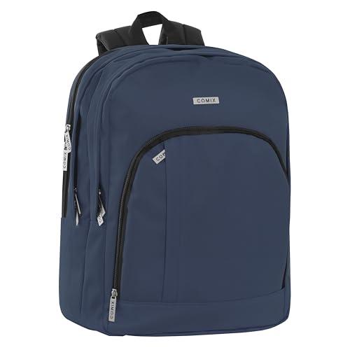 COMIX - Zaino Scuola Media, Elementare e Superiore, 3 Vani con Alloggio Porta PC, Tasca Frontale, Schienale Imbottito e Rinforzato, Spallacci Imbottiti e Regolabili, Retro Antiscivolo, 31x42Hx19,5 cm