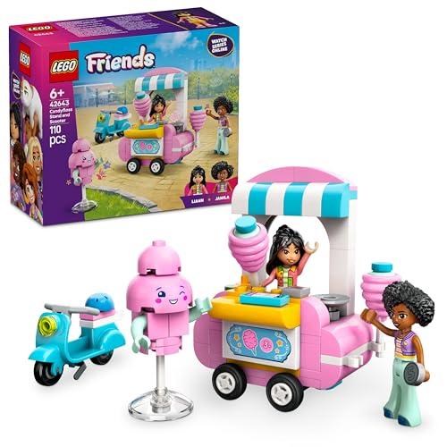 LEGO Friends Bancarella di Zucchero Filato e Scooter, Giochi di Ruolo Creativi per Bambine da 6 Anni con Mini Bamboline di Liann e Jamila, Veicolo, Carrello con Ruote e Cibo Giocattolo 42643