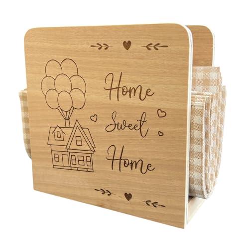 Portatovaglioli da tavola in legno, idea regalo cucina, portatovaglioli moderno, idea regalo nuova casa, portatovaglioli di design, artigianale (Home Sweet Home)