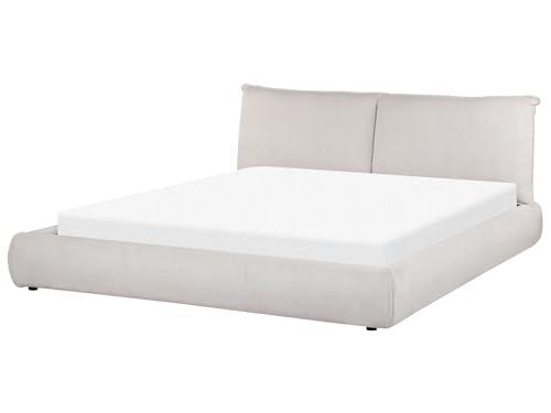 Beliani Letto ad acqua moderno imbottito in velluto a coste 180 x 20 cm con materasso Beige
