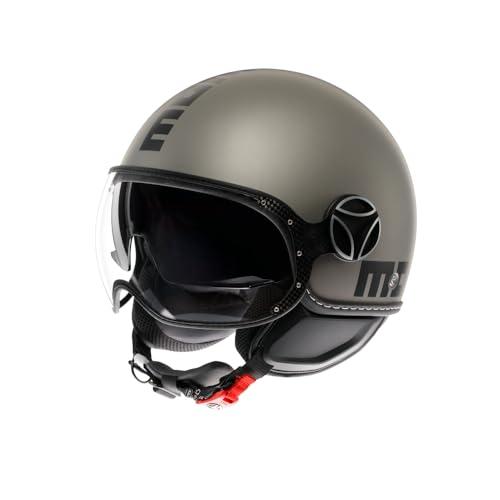 MOMODESIGN - FGTR EVO E2206, Casco Moto Jet con Visiera Doppia, Casco Jet Scooter Uomo e Donna Omologato ECE, Casco Jet Vintage Aperto, Titanio/Nero opaco, M