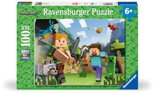 Ravensburger - Puzzles XXL Minecraft | Puzzle 6 Anni In Su | Puzzle 100 Pezzi Per Bambini Da 6 Anni In Su | Puzzle Bambini 36 X 49 Cm | Puzzles Ravensburger
