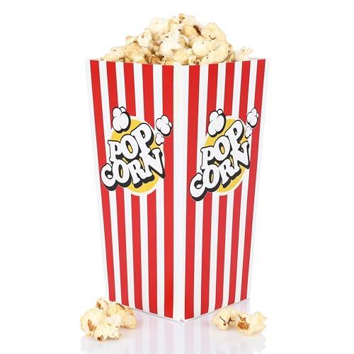 FunX Confezione da 12 scatole per popcorn in carta kraft per cinema, serate cinema, compleanno per bambini e feste di notte – 9 x 9 x 17 cm rosso/bianco a righe