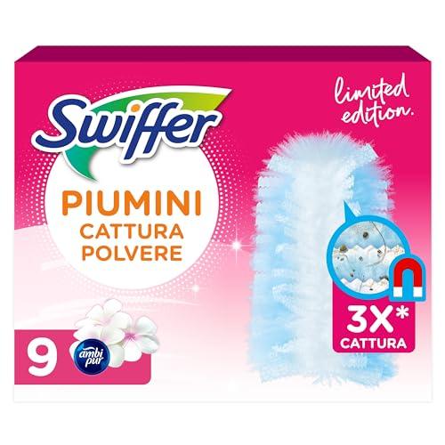 Swiffer Duster Piumini Cattura Polvere, 9 Piumini, Rosa, Cattura e Intrappola Polvere e Sporco, Raggiunge I Punti più Difficili della Casa, Maxi Formato
