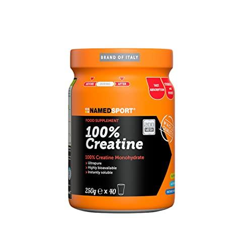 NAMEDSPORT - Creatina Pura al 100%, Incrementa le Prestazioni Fisiche in Caso di Attività Ripetitive, Ideale per chi Fa Bodybuilding, Sport di Endurance, 100% Brand of Italy, 250 g