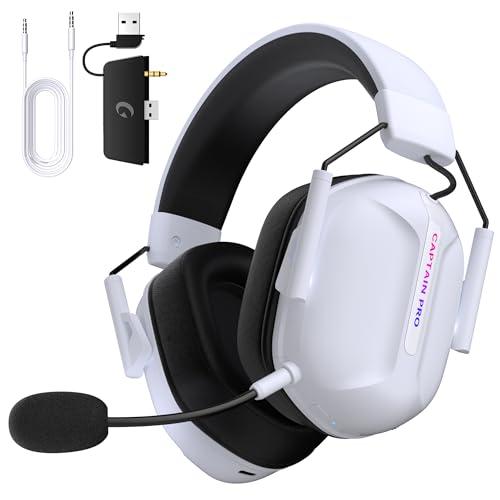 Gvyugke Cuffie Gaming Wireless per Xbox Series X|S, per Xbox One, PS5, PC, Cuffie per Xbox Wireless con Microfono, Suono Surround, Bluetooth 5.2, 60 Ore, Luce RGB - Bianco