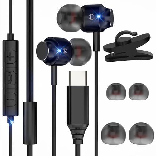 Cuffie USB C con Microfono, Cuffie Type C per Samsung Galaxy S23 S24 S22 Ultra A53 A33 A54 5G, Hi-Fi Stereo Auricolari Tipo C In-Ear con Filo Auricolari USB C per iPhone 15 Pro Max Google Pixel 8 7