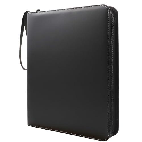 Album per Carte, Raccoglitore di Carte 900 Tasche Album Carte per Carte 50 Pagine Collezione di Giochi di Trading Card PU Binder in pelle con chiusura della cinghia Scrapbook trasparente con zip