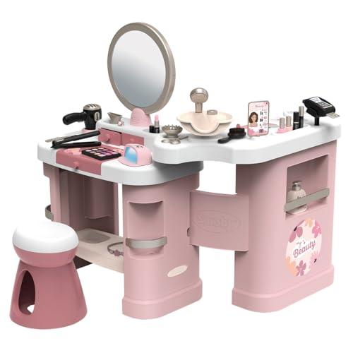 Smoby - My Beauty Center - Istituto di bellezza 3 in 1 - Parrucchiere, Salone per unghie, Trucco finto - 26 accessori - Materiale riciclato - Dai 3 anni in su - Prodotto in Francia