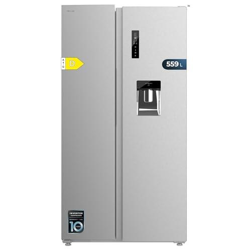 Cecotec Frigorifero Americano Side by Side Bolero Coolmarket Sbs 559 Inox D. 177 cm di altezza e 90 cm di larghezza, Classe D, Multi Air Flow System, Total No Frost, Motore Inverter Plus