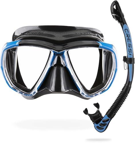 Magic: The Gathering CRESSI Big Eyes+Alpha Ultra Dry Combo Black/Azure - Combo Set Maschera+Snorkel Ultra Dry per Immersioni e Snorkeling, Nero/Azzurro, Taglia Unica, Adulti