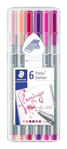 Staedtler Triplus Fineliner 334 sb10 punte desktop box confezione standard Confezione da 6 Flamingo