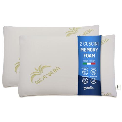 Baldiflex Emporio, Coppia Cuscini Saponetta Memory Foam, Aloe Vera h 11 cm