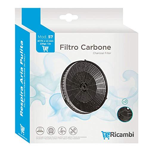 eRicambi, Filtro Cappa a Carboni Attivi, Modello 57, Confezione 2 Pezzi, 180 x 38 mm, KIT0161388 - CFC0038668 - CFC0140343, per Modelli: Acuta, Amelie, Box In, Made In Italy