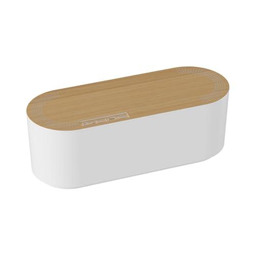 D-Line EU/CTUSMLO/SW Scatola Portacavi, Raccogli Cavi, Organizzatore Nascondi Fili - Piccolo, Bianco con Coperchio Effetto Legno