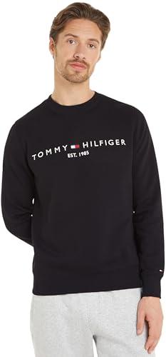 Tommy Hilfiger Uomo Felpa Tommy Logo Senza Cappuccio, Nero (Black), 3XL