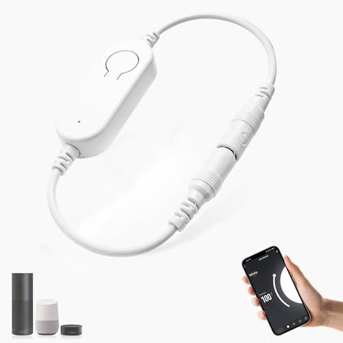 Fosingut WiFi Dimmer Controller,Compatibile App Tuya/Amazon Alexa/Assistente Google,Controllo Vocale,Timer,12V-24V Dimmer Switch per luci a Striscia LED COB SMD 5630 5730 5730 3528(Singolo Colore)