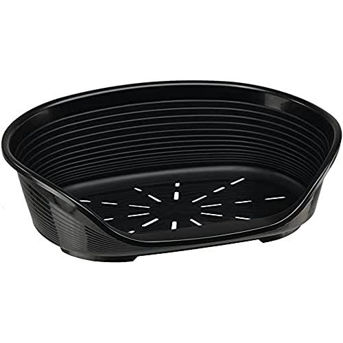 Ferplast Cuccia Cani e Gatti in plastica, Lettino per Cane con Gommini Antiscivolo, Cesta Cane e Gatto 70.5 X 52 X H 23.5 cm, Nera