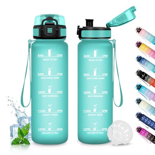 JAPORIA Borraccia 500ml, Borraccia Motivazionale con Filtro, Borracce senza BPA, a Prova di Perdite, Bottiglia Acqua Adulto, per Sportiva, Bici, Viaggio, Corsa, Yoga, Ufficio, Scuola