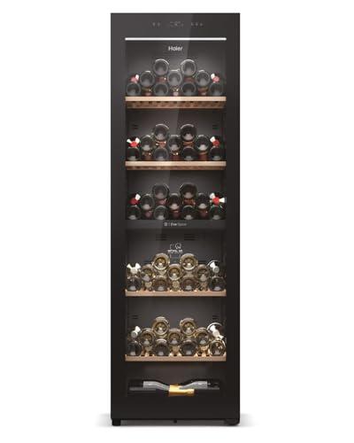 Haier, Cantina Vino HWS236GDEH1, Wine Bank 60 Serie 7, 236 bottiglie, 35 dB, Connessa, Vetro Anti-UV, Doppia zona, Nero, AxLxP 190x59,7x71,4 cm [Classe di efficienza energetica E]