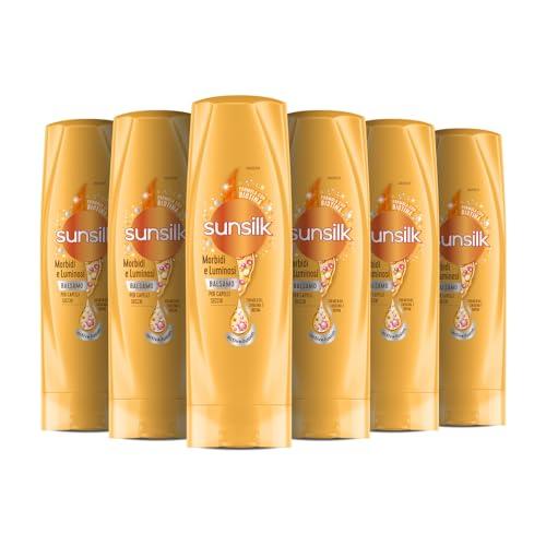 Sunsilk, Balsamo Morbidi e Luminosi, Balsamo Anticrespo, Dona Capelli Morbidi e Non Unti, Formula Active-Fusion con Olio di Argan e Mandorle, Cheratina e Biotina, 200 ml (Confezione da 6)
