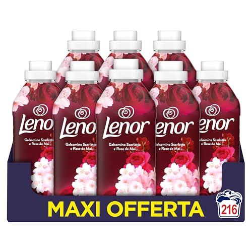 Lenor Ammorbidente Lavatrice Concentrato 216 Lavaggi (27x8), Gelsomino Scarlatto E Rose De Mai, Freschezza Che Dura 3 Volte Più A Lungo Con Tecnologia Olii Profumati