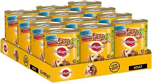 Pedigree Barattolo con 3 varietà: manzo, agnello e pollo 12 x 400 g, cibo per cani, cibo umido, cibo in scatola